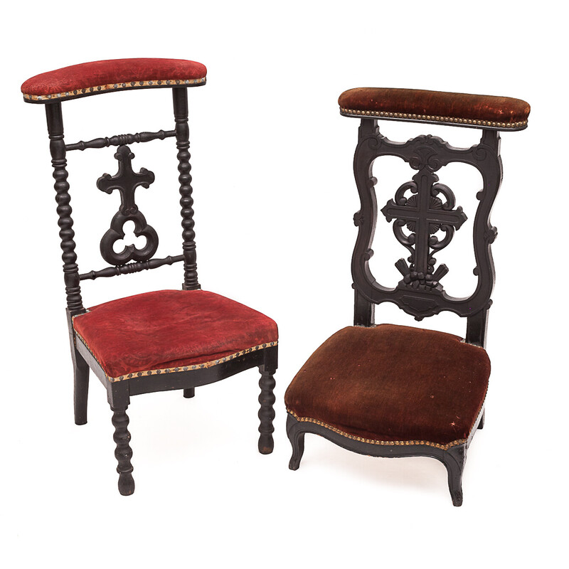 Pair of French Antique Carved Chairs Original Horsehair