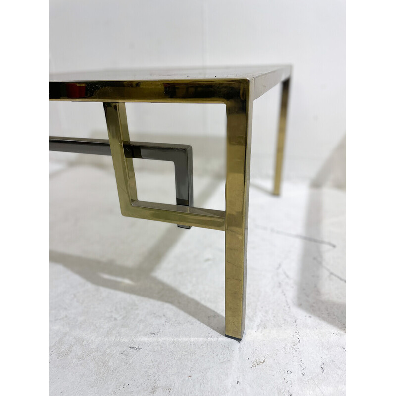 Pair of mid-century side tables in metal and glass, Italy 1970s