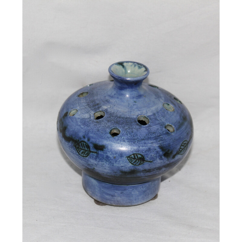 Vase bleu en céramique par Jacques Blin - 1950
