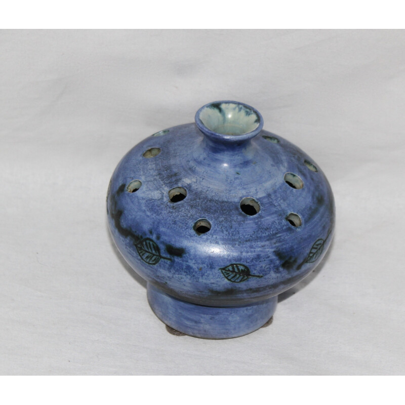 Vase bleu en céramique par Jacques Blin - 1950