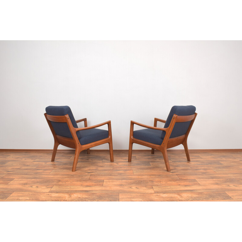 Pair of mid-century Danish teak armchairs by Ole Wanscher for France and Son, 1960s