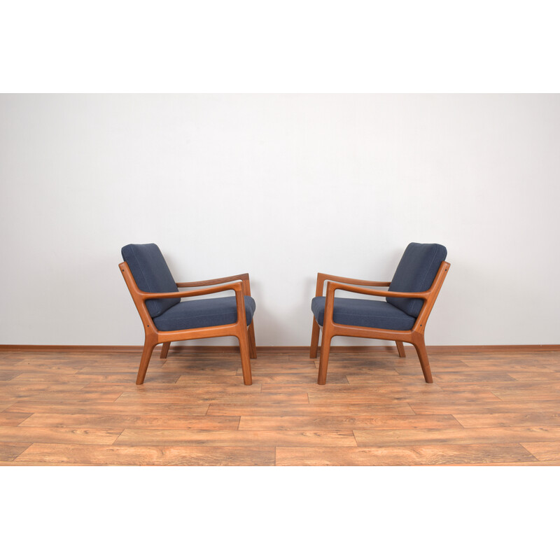 Pair of mid-century Danish teak armchairs by Ole Wanscher for France and Son, 1960s