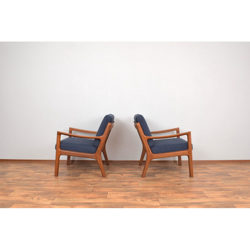 Paar mid-eeuwse Deense teakhouten fauteuils van Ole Wanscher voor France and Son, 1960