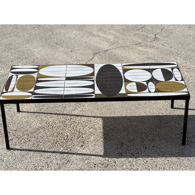 Vintage coffee table Ellipses model by Roger Capron, 1955