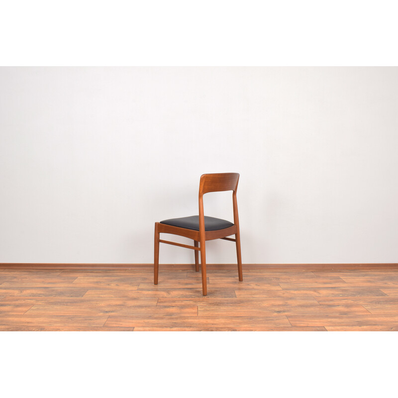 Set of 4 vintage Danish teak and leather dining chairs by Henning Kjærnulf for Korup Stolefabrik, 1960s