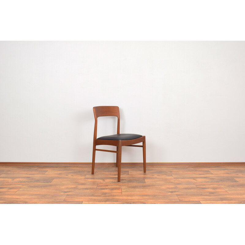 Set of 4 vintage Danish teak and leather dining chairs by Henning Kjærnulf for Korup Stolefabrik, 1960s