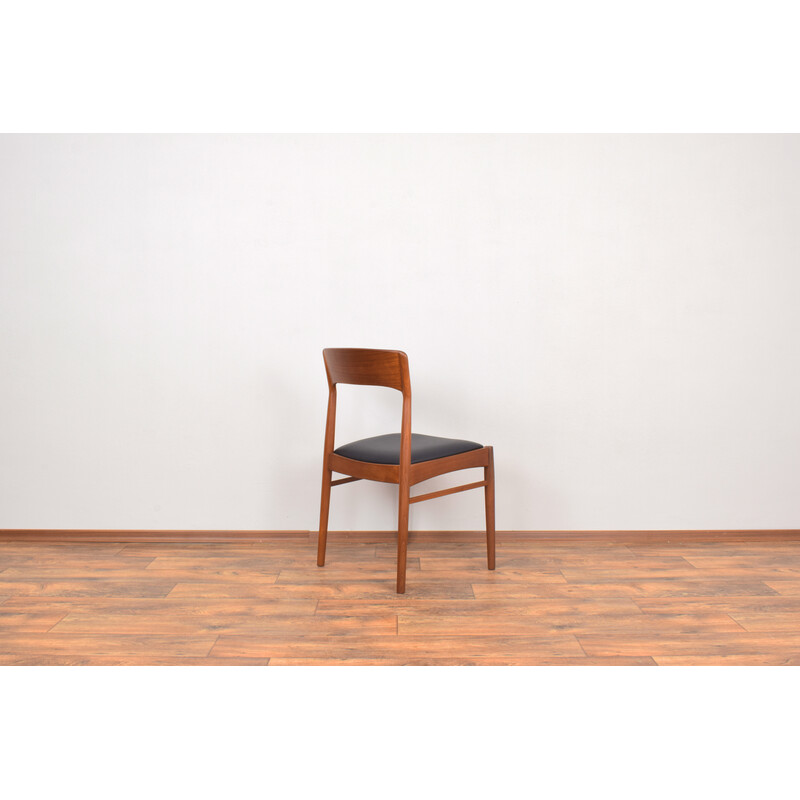 Set of 4 vintage Danish teak and leather dining chairs by Henning Kjærnulf for Korup Stolefabrik, 1960s