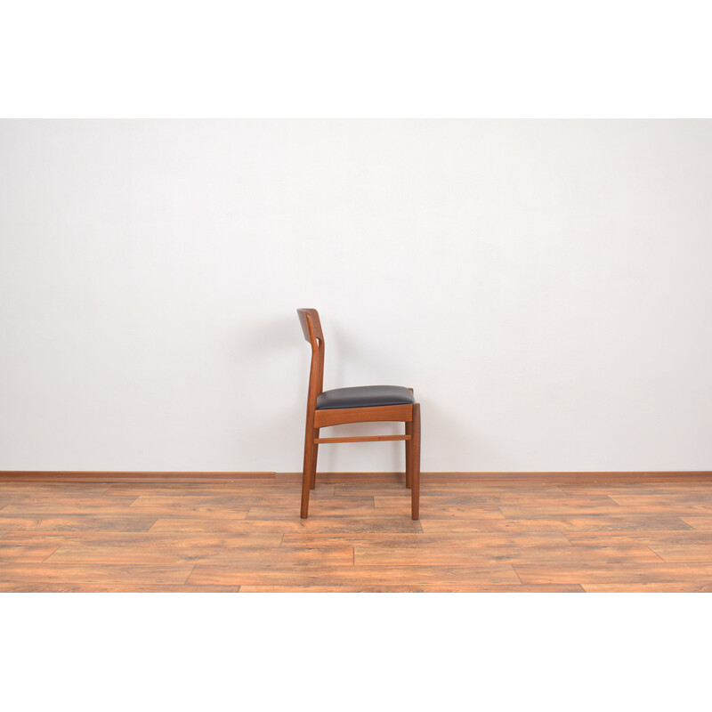 Set of 4 vintage Danish teak and leather dining chairs by Henning Kjærnulf for Korup Stolefabrik, 1960s