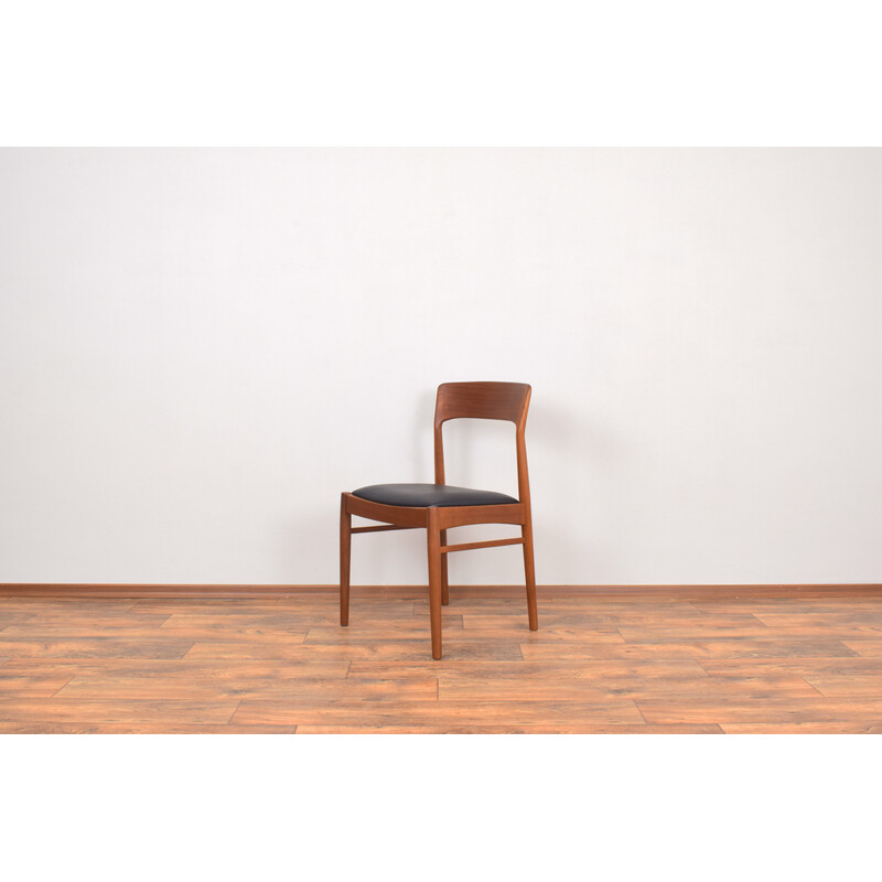 Set of 4 vintage Danish teak and leather dining chairs by Henning Kjærnulf for Korup Stolefabrik, 1960s