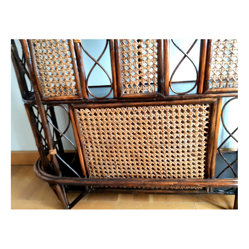 Vintage bar in rattan and cane, 1960