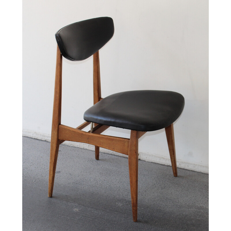Scandinavian black dining chair - 1960s