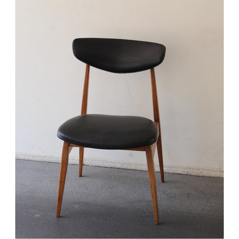 Scandinavian black dining chair - 1960s