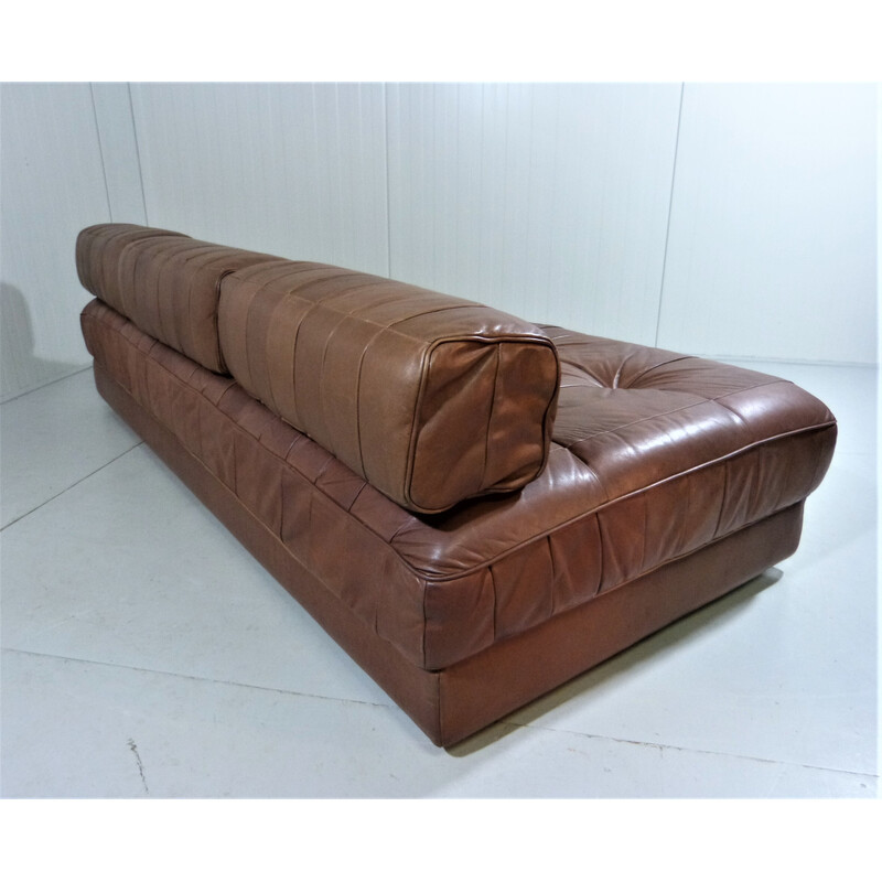 Vintage leather patchwork daybed by De Sede, Switzerland 1970s