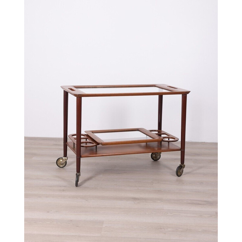 Vintage houten trolley van Cesare Lacca, jaren 1950