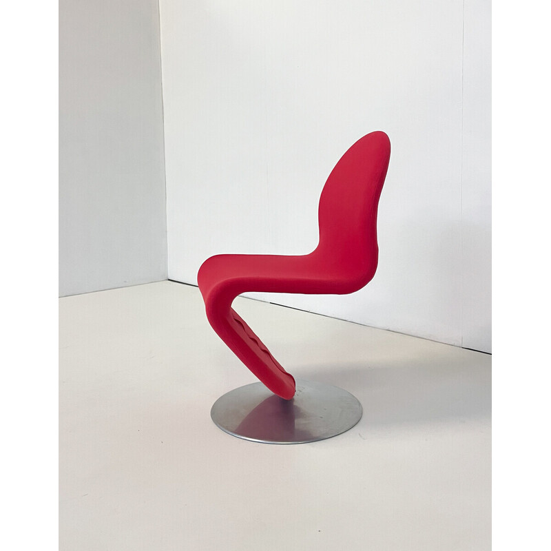 6 rote System 123 Stühle aus der Jahrhundertmitte von Verner Panton, Dänemark 1973