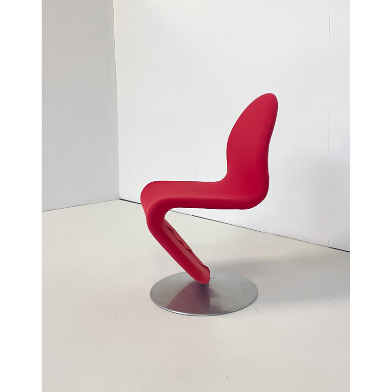 Set of 6 mid-century red System 123 chairs by Verner Panton, Denmark 1973