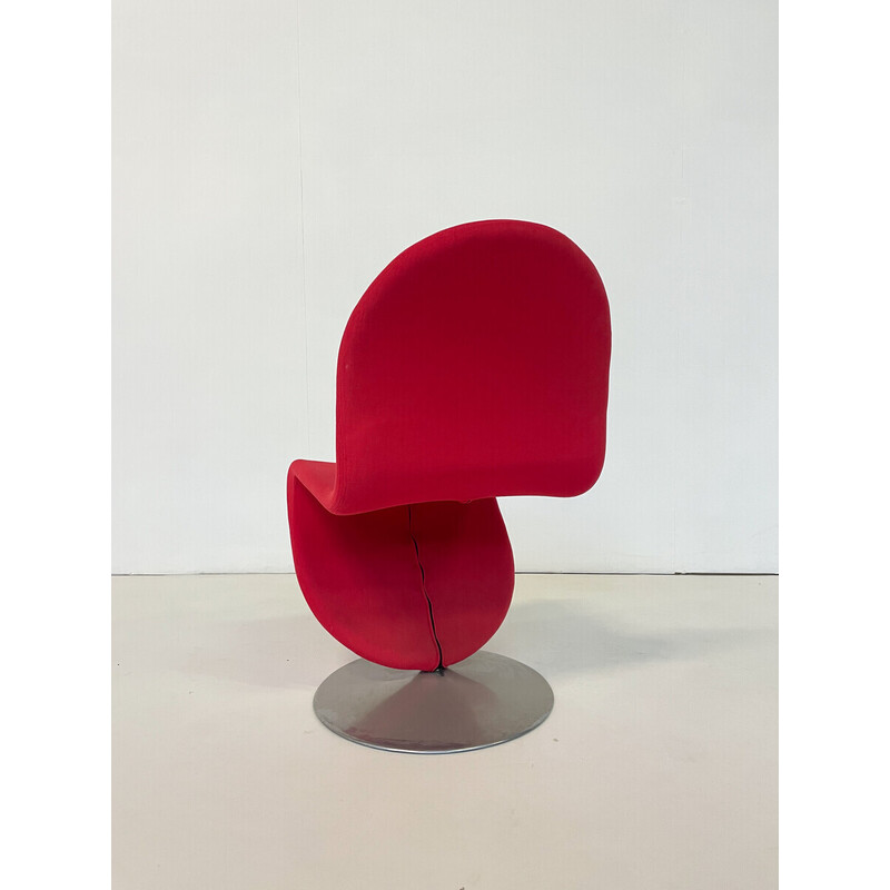 Set van 6 rode System 123 stoelen van Verner Panton, Denemarken 1973.