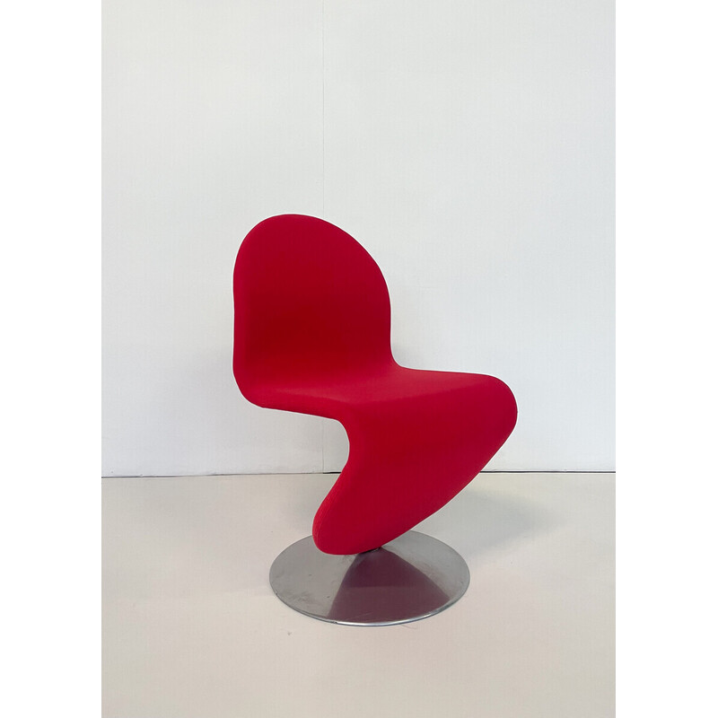 Set of 6 mid-century red System 123 chairs by Verner Panton, Denmark 1973