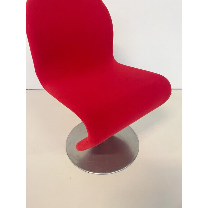 Set of 6 mid-century red System 123 chairs by Verner Panton, Denmark 1973