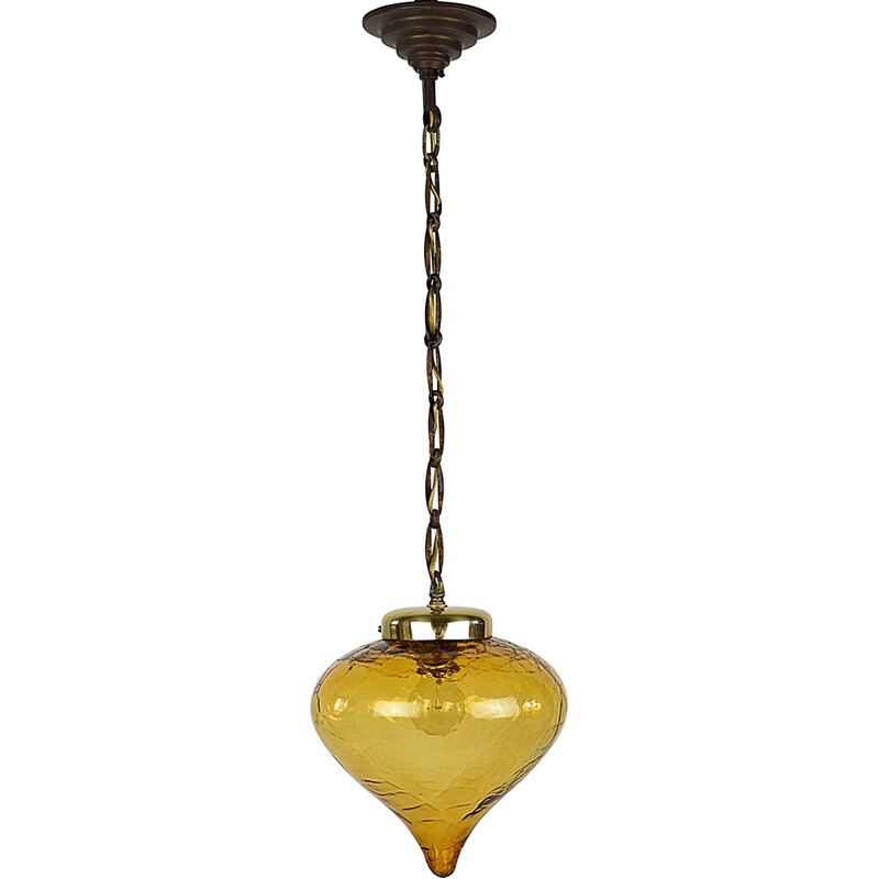 Vintage hanglamp met matglazen kap, 1970