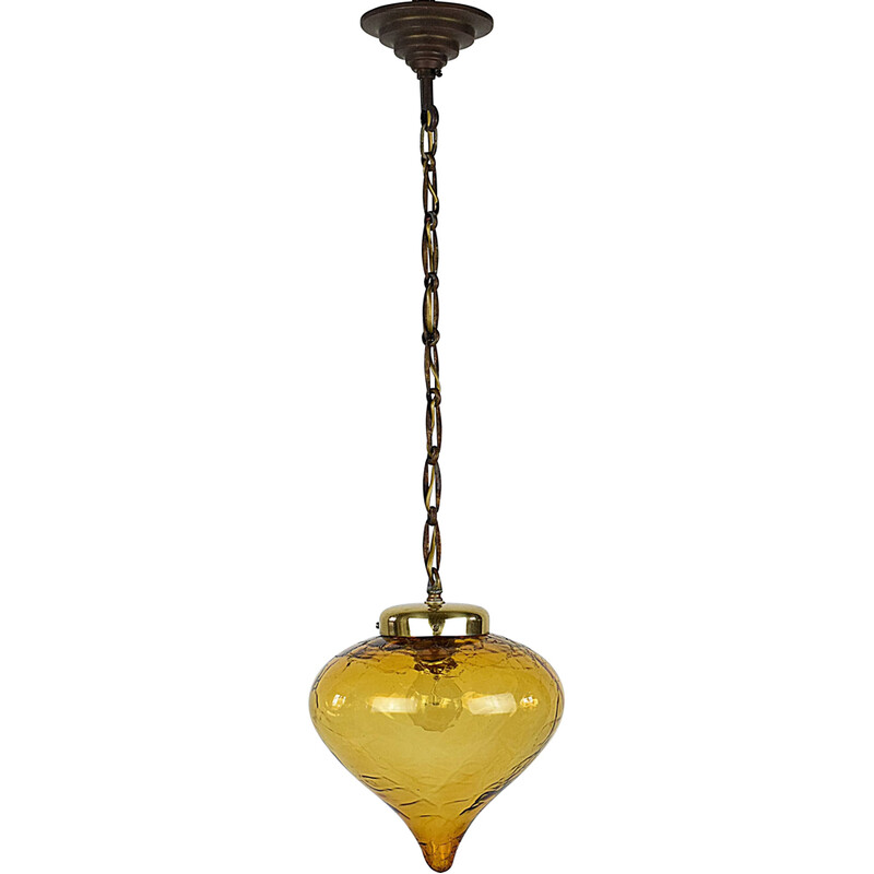 Vintage pendant lamp with a frosted glass shade, 1970s