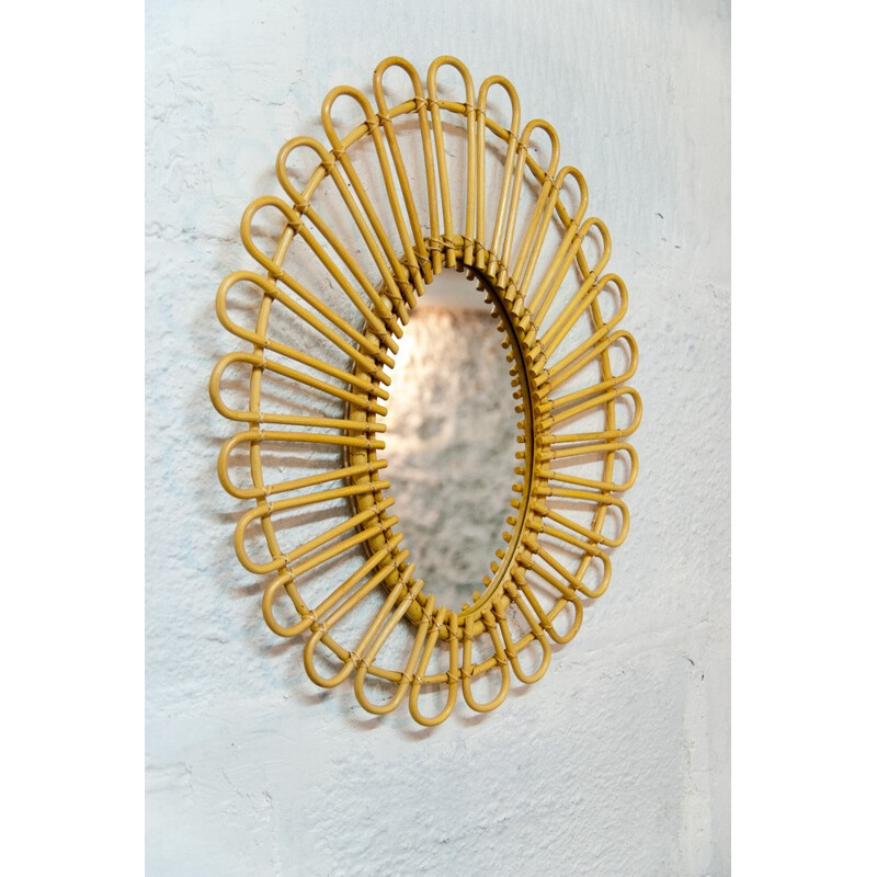 Oval rattan mirror - 2000s