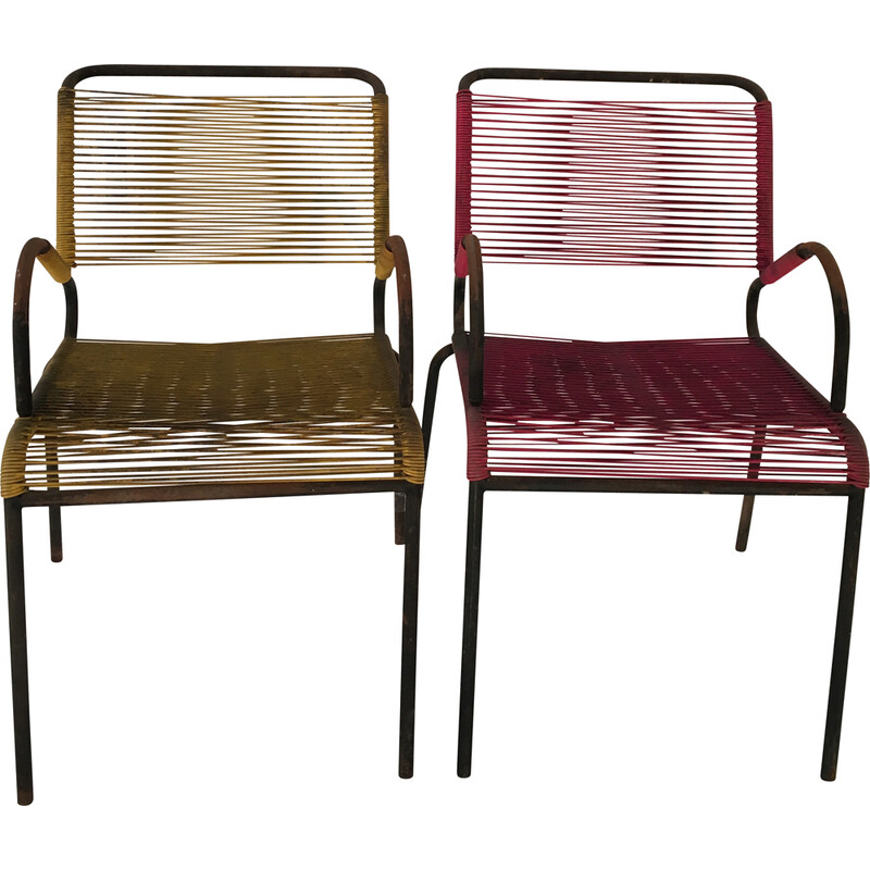 Pair of vintage Scoubidou armchairs