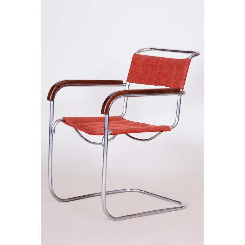 Cadeirão Vintage Bauhaus vermelho de Marcel Breuer para Mücke-Melder, 1930s