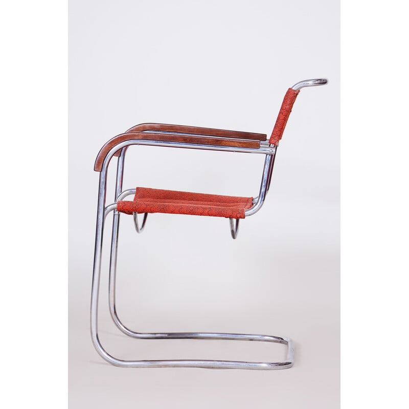 Fauteuil Bauhaus rouge vintage par Marcel Breuer pour Mücke-Melder, 1930