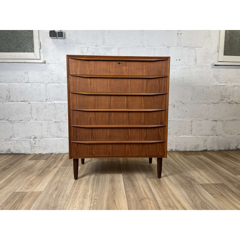 Scandinavian vintage teak chest of 6 drawers, 1960