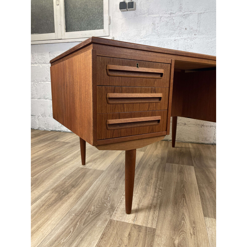 Bureau double-face scandinave vintage en teck par Andreas Pedersen, 1960