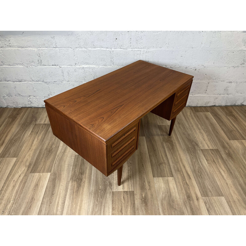 Bureau double-face scandinave vintage en teck par Andreas Pedersen, 1960