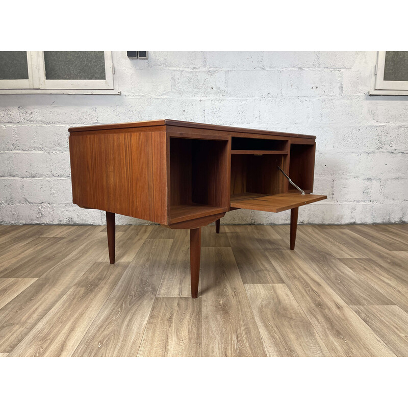 Vintage Scandinavian teak double-sided desk by Andreas Pedersen, 1960s