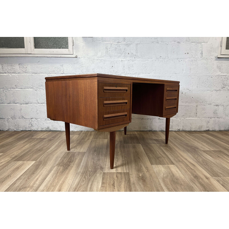 Bureau double-face scandinave vintage en teck par Andreas Pedersen, 1960