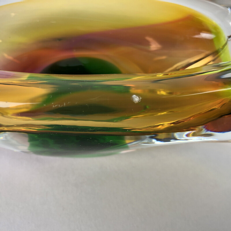 Cendrier vintage en verre de Josef Rozinek pour Novy Bor Glassworks, 1960