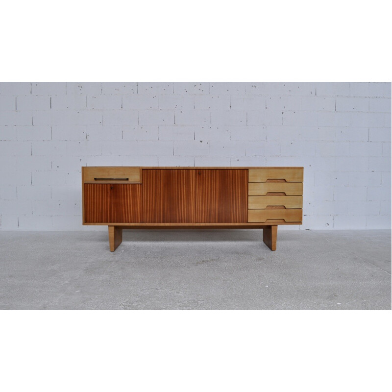 Sideboard by Robert Debiève produced by Minvielle in mahogany and ash - 1950s