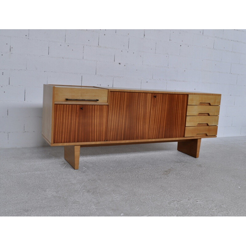 Sideboard by Robert Debiève produced by Minvielle in mahogany and ash - 1950s