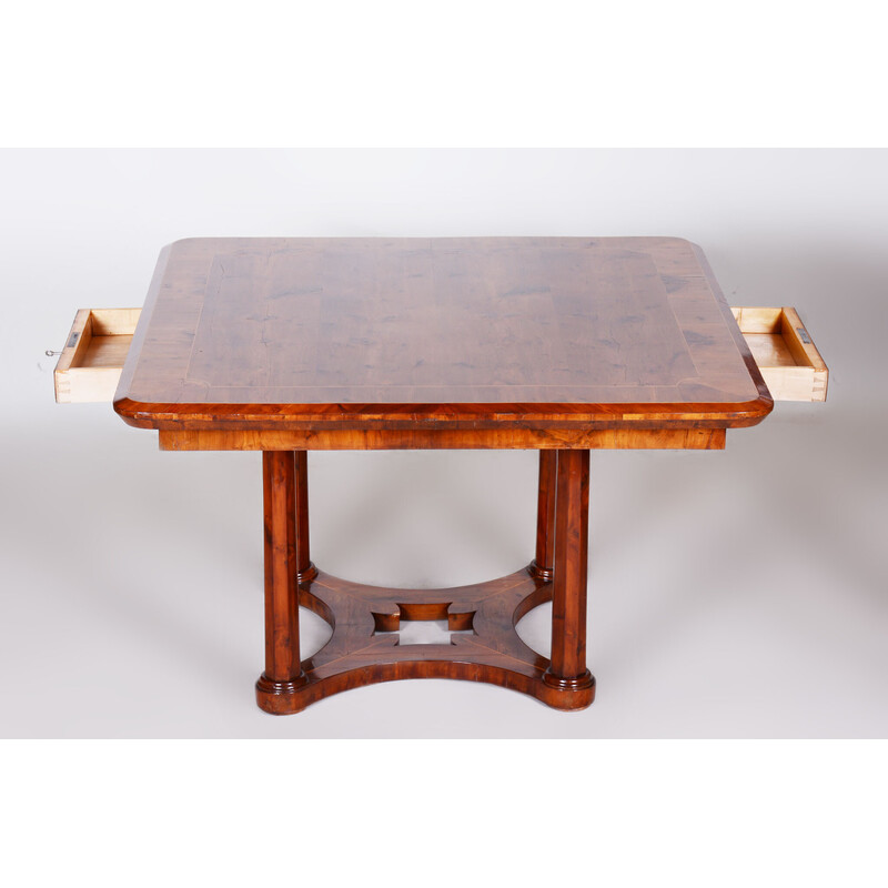 Vintage Biedermeier dining table in yew-tree, Austria 1830s