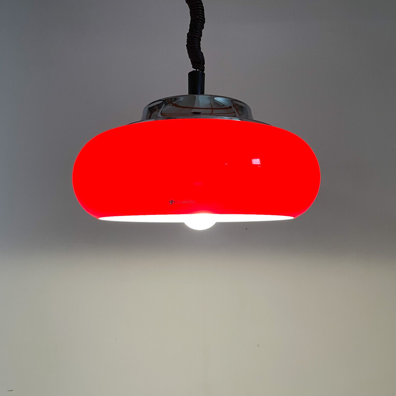 Lámpara colgante roja de Harvey Guzzini para Meblo, Italia años 70