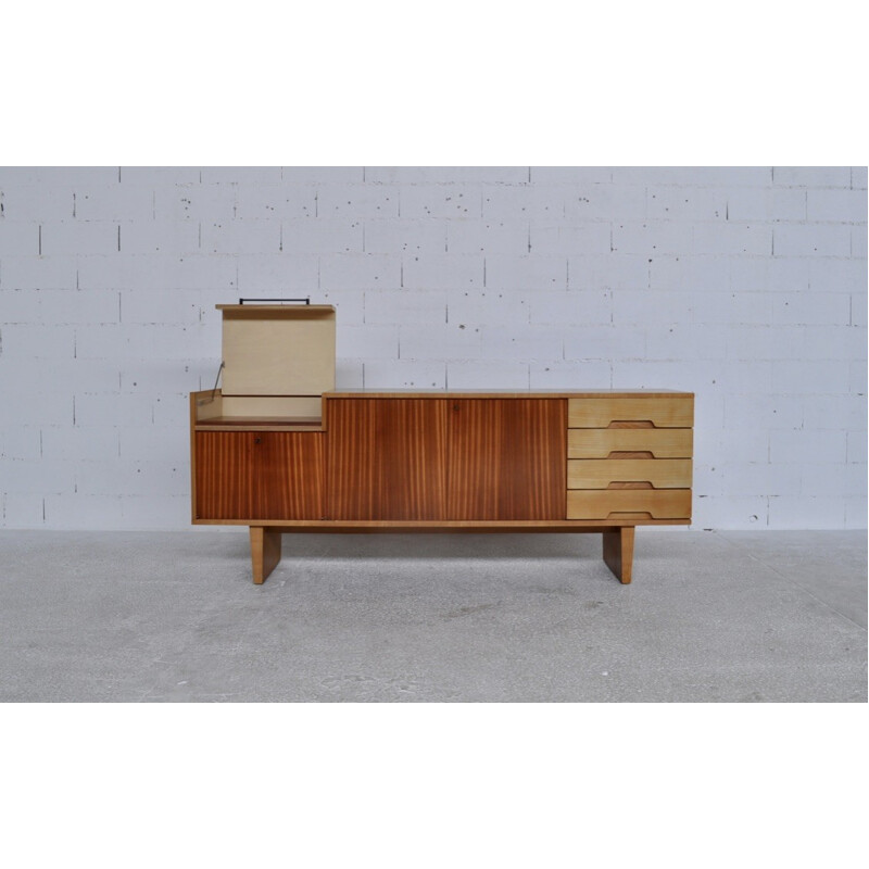 Sideboard by Robert Debiève produced by Minvielle in mahogany and ash - 1950s