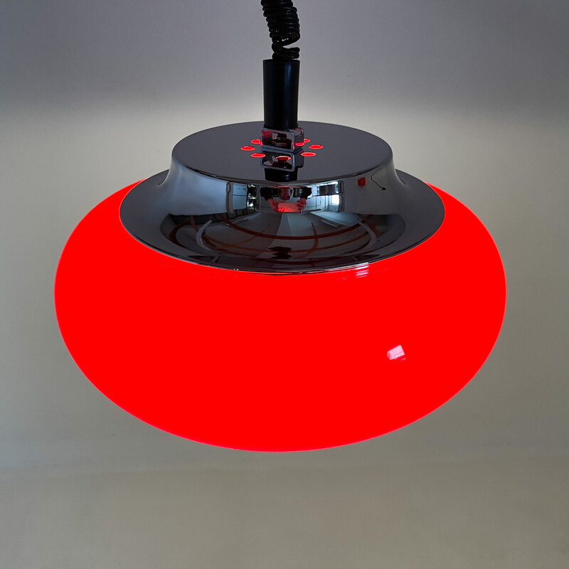 Mid century red pendant lamp by Harvey Guzzini for Meblo, Italy 1970s