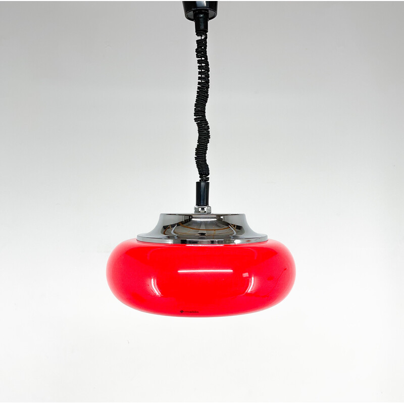 Mid century red pendant lamp by Harvey Guzzini for Meblo, Italy 1970s