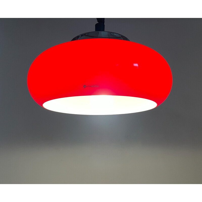 Mid century red pendant lamp by Harvey Guzzini for Meblo, Italy 1970s