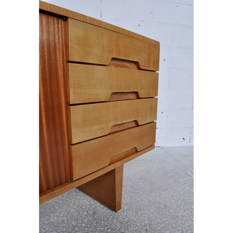 Sideboard by Robert Debiève produced by Minvielle in mahogany and ash - 1950s