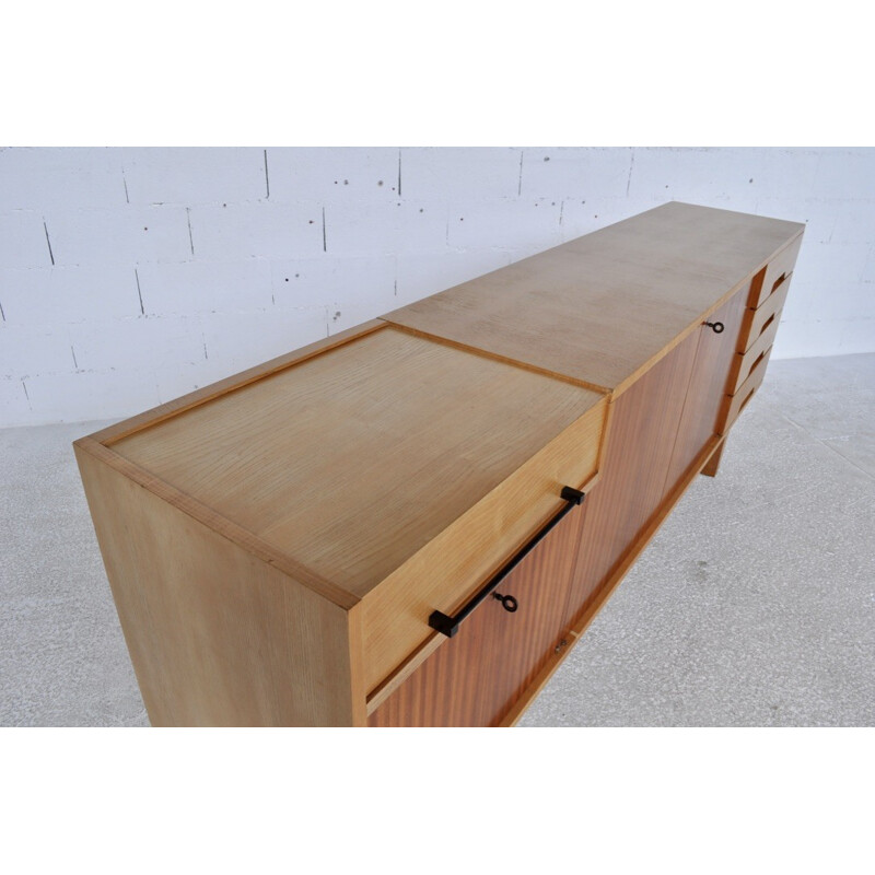 Sideboard by Robert Debiève produced by Minvielle in mahogany and ash - 1950s