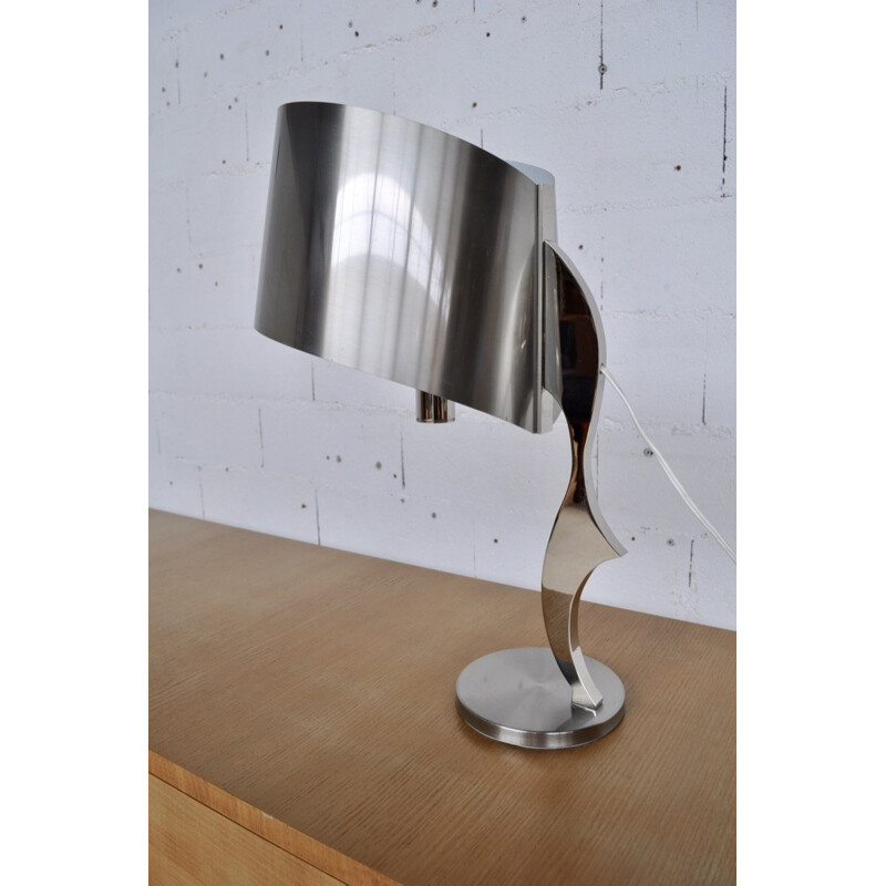 Lamp in chromed steel by Henri Mathieu - 1970s