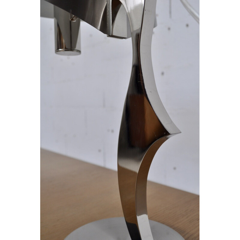 Lampe d' Henri Mathieu en acier chromé - 1970