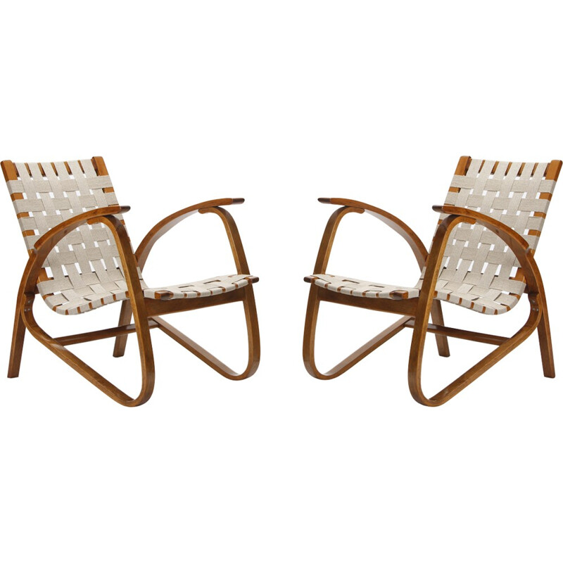 Pair of mid century armchairs by Jan Vanek for Spojene UP Zavody - 1930s