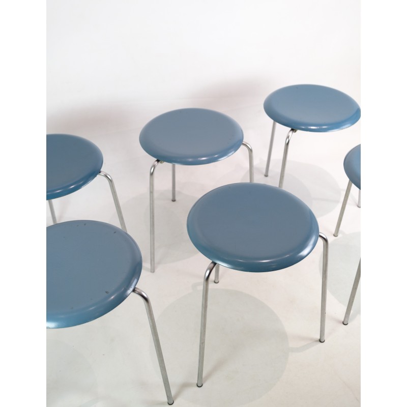 Set of 6 vintage Dot stools model 3170 by Arne Jacobsen for Fritz Hansen, 1974