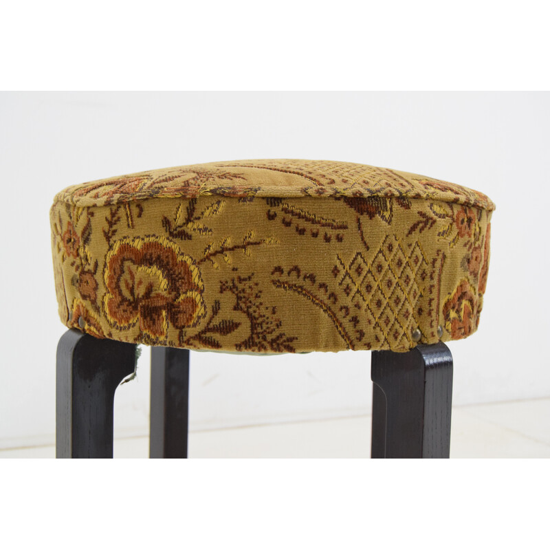 Mid-century fabric and wood footrest, Czechoslovakia 1950s